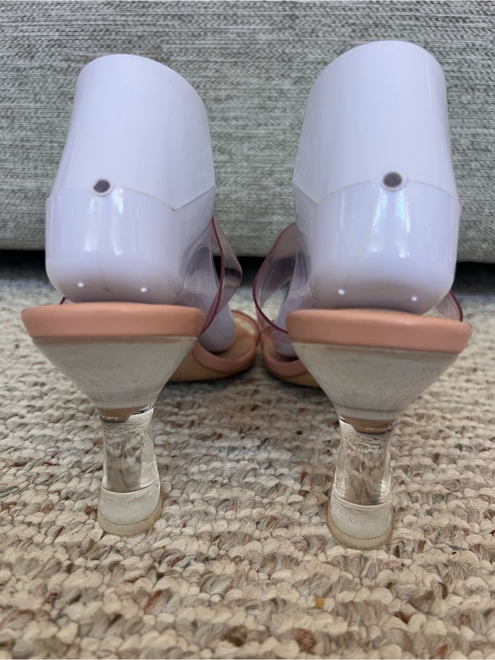 Stuart Weitzman Kristal Clear Pvc Pink Leather Lucite Heel Sandal View 6